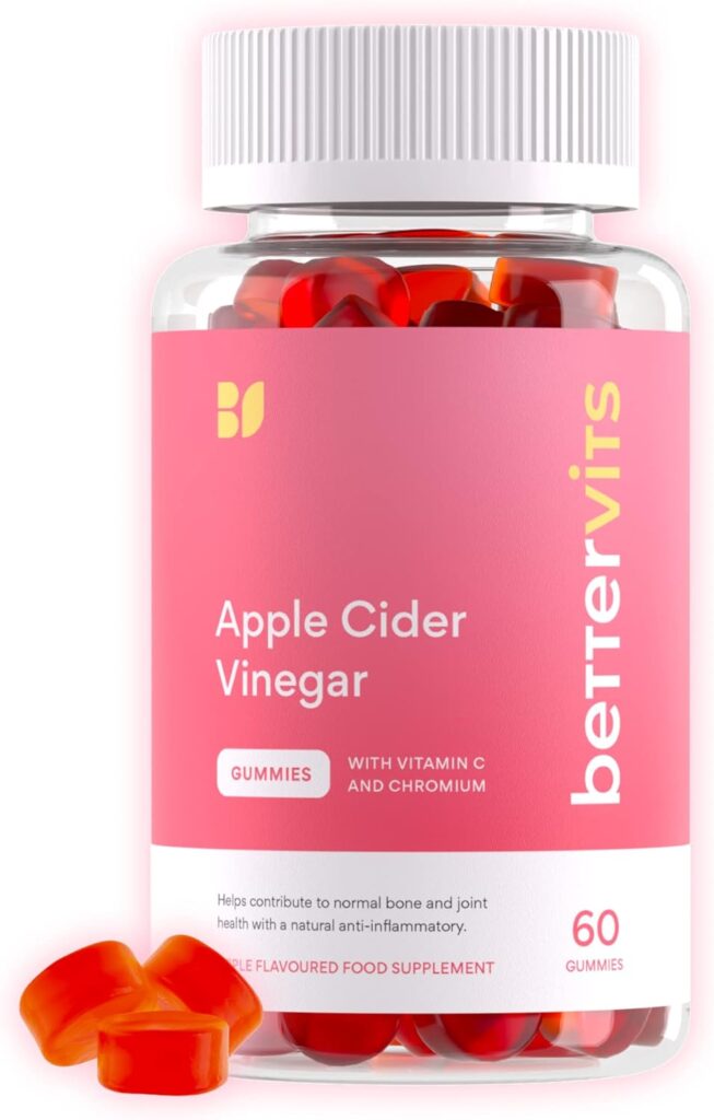 Bettervits Apple Cider Vinegar Gummies | Vitamin C | Chromium | Blood Sugar | Healthy Weight | Repair Cell Damage | Apple Flavour