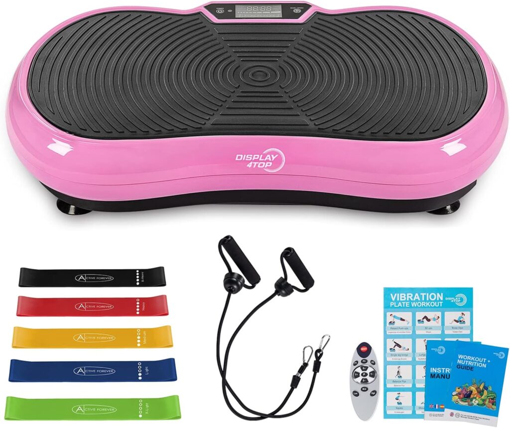display4top Ultra Slim Vibration Plate Exercise Machine,5 Programs + 180 Levels,Full Whole Body Vibration Machine for Home Fitness  Weight Loss,With Bluetooth Speakers