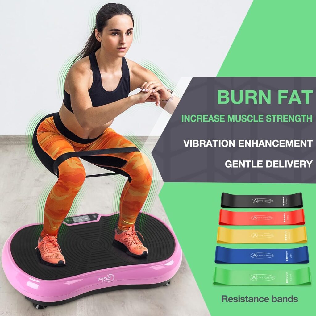 display4top Ultra Slim Vibration Plate Exercise Machine,5 Programs + 180 Levels,Full Whole Body Vibration Machine for Home Fitness  Weight Loss,With Bluetooth Speakers