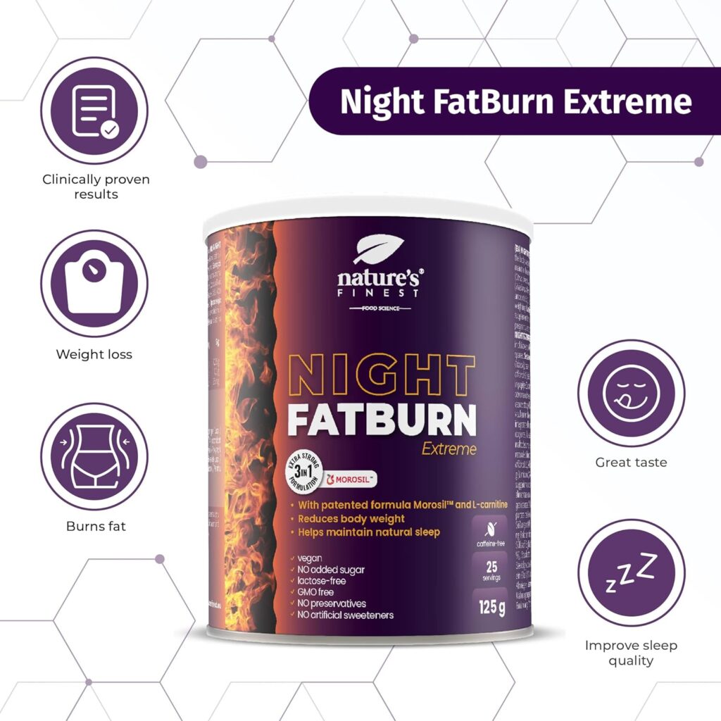 Natures Finest Night FatBurn Extreme | Weight Loss Supplement to Slim Fast | Proven and 3rd Party Tested Fat Burner with Morosil, L-carnitine and Valerian | Lose Weight While You Sleep