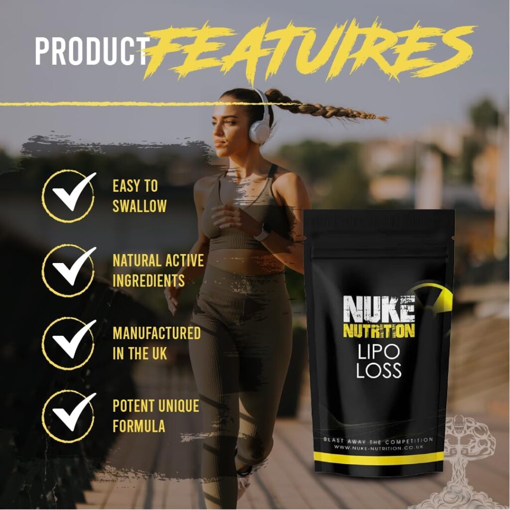 Nuke Nutrition Lipo Loss Tablets | 60 Tablets | Maximum Strength Weight Loss That Work Fast | Keto Shred Fat Burning | Contains Ginseng, Green Tea, Acai Berry  Caffeine | Thermo Fat Burn
