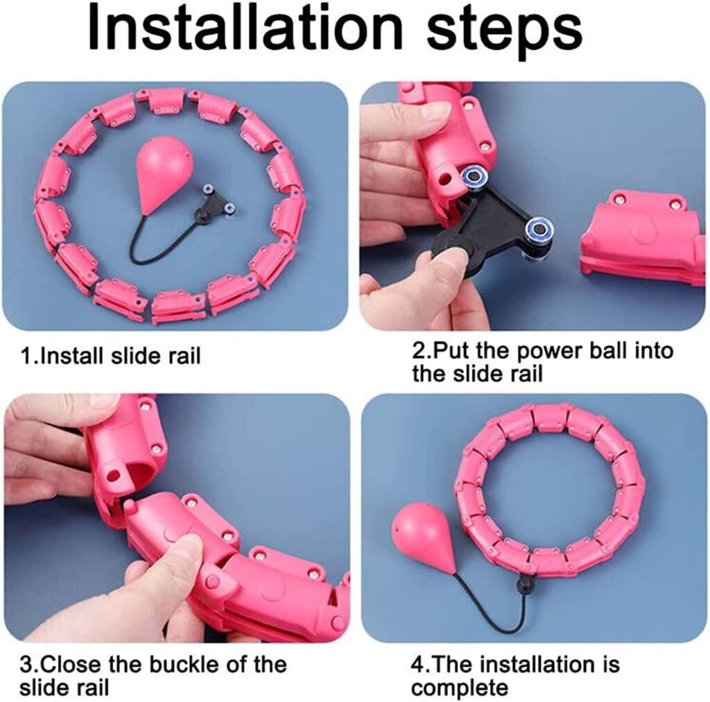 Pterygoid Weighted Hula Hoop, Smart Hula Hoop with Ball, 24 Detachable Knots Auto-Spinning Fitness Weight Loss Massage for Adults and Kids Exercising