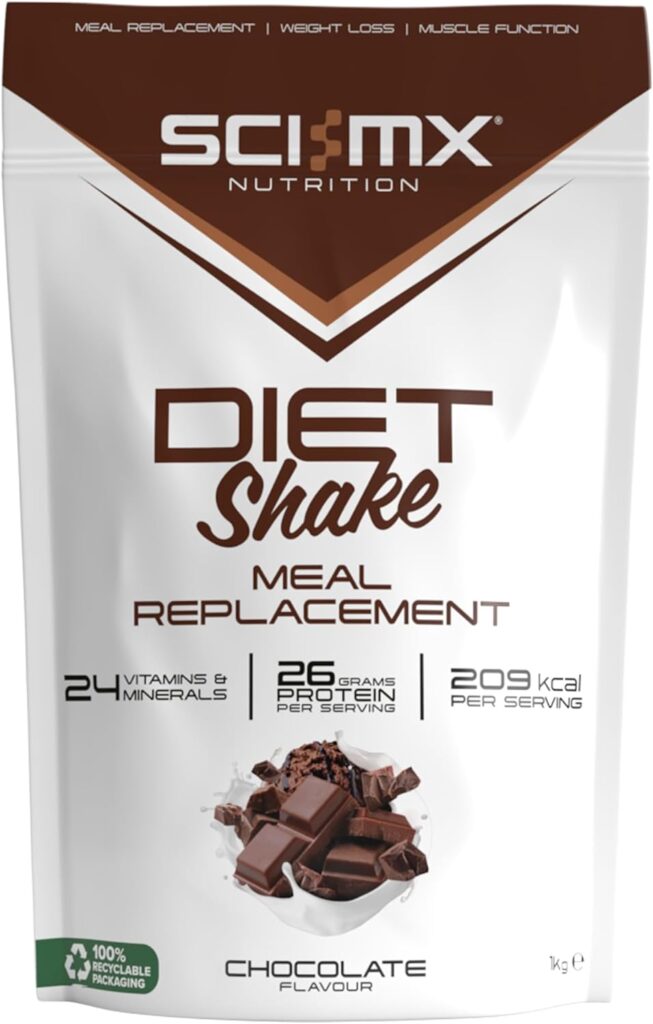 SCI-MX Diet Meal Replacement Shake - Chocolate Flavour - High Protein Shake + 24 Essential Micronutrients - Non-GMO - 1KG (18 servings) 209 calories  26g of protein per serving