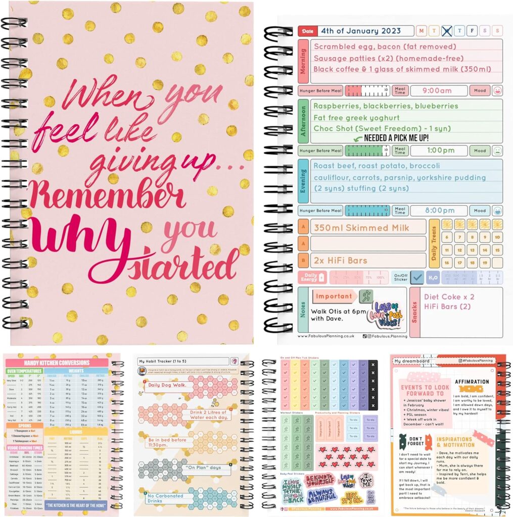 Slimming World Compatible Food Diet Diary Log Journal Weight Loss Wellness 7 Week Duration with Stickers 2024