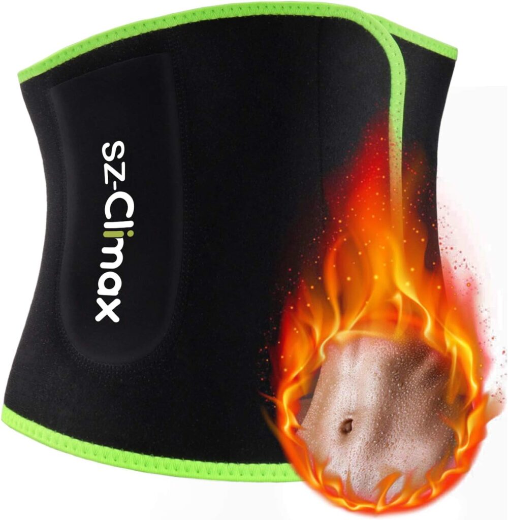 SYXUPAP Waist Trimmer - Waist Trainer Neoprene Sauna Sweat Belt, Back Support, Best Abdominal Fitness Trainer for Men  Women - Running and Workout Green
