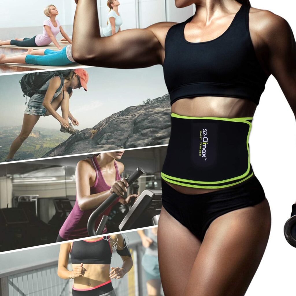 SYXUPAP Waist Trimmer - Waist Trainer Neoprene Sauna Sweat Belt, Back Support, Best Abdominal Fitness Trainer for Men  Women - Running and Workout Green